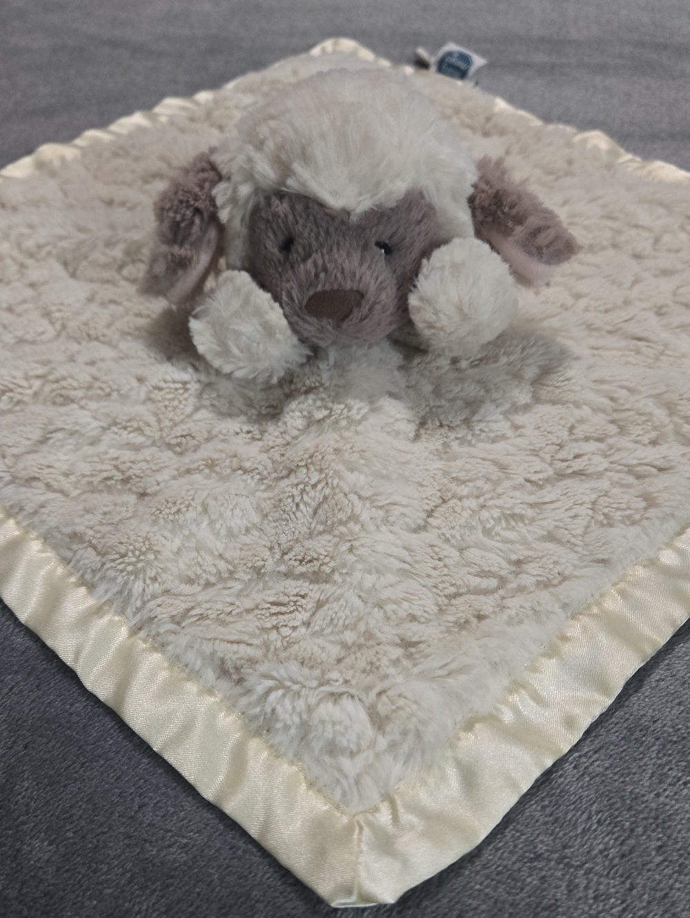 Mary Meyer Cream Gray Sheep Lamb Security Blanket Lovey Lovie 13"